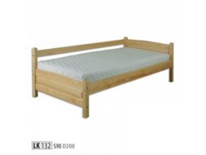 Masívna drevená posteľ - samostatná posteľ LK132 borovica masívna 90x200 cm