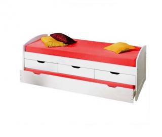 Posteľ Kamila, posteľ s výsuvným lôžkom a úložným priestorom + matrace biela