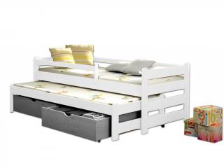 Vanda 001 posteľ s rozťahovacím lôžkom a úložným priestorom 200x80 cm - biela