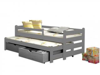 Vanda 001 posteľ s rozťahovacím lôžkom a úložným priestorom 200x80 cm - sivá
