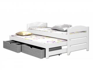VASEK 009 posteľ s prístelkou a úložným priestorom 200x80 cm - biela