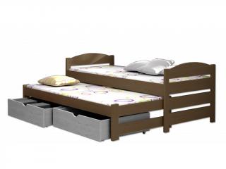 VASEK 009 posteľ s prístelkou a úložným priestorom 200x80 cm - dub