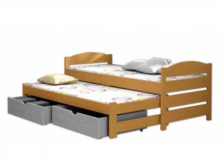 VASEK 009 posteľ s prístelkou a úložným priestorom 200x80 cm - jelša