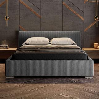 Čalúnená  manželská posteľ ADRIANA s úložným priestorom 140 x 200  tmavo šeda