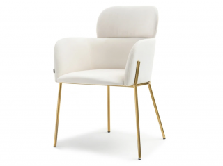 Dizajnová jedálenská stolička RIA krémová zlaté nohy