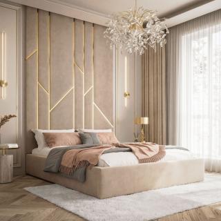 Dizajnová manželská posteľ SKY s vysokým čelom 180 x 200 cm smaragdovo zelená