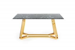 Dizajnový jedálenský stôl KONI 160 x 90 cm zlatá + čierny mramor