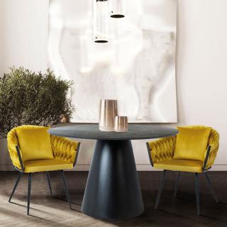 Dizajnový okrúhly jedálensky stôl DALTON 120 cm tmavosivý mramor