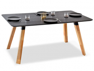 Jedálenský stôl BRIAN čierne drevo + dubové nohy