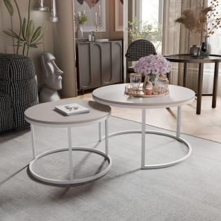 Okrúhly konferenčný stolík CIRA 2v1 kašmír + biely podstavec Rozmer stolíka: 80 cm / 60 cm