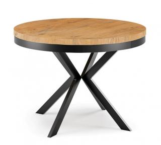 Okrúhly rozkladací jedálensky stôl MARION PLUS 100cm - 176cm Kominácia stola: dub sonoma - čierne nohy