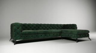 Rohová sedačka CHESTERFIELD TIFFANY pravá - ľavá  323 x 200 cm zelená
