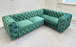 Rohová sedačka rozkladacia CHESTERFIELD Madrid zelená Dĺžka: 340 x 320 cm