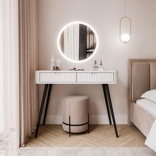 Toaletný stolík CORA II biely + led zrkadlo