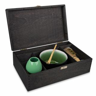 Darčekový set na čaj MATCHA zelený (miska CHAWAN, metlička, stojanček a naberačka CHASHAKU)