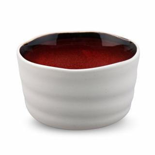 Miska na Matcha (chawan) bielo-červená (Japonská keramická miska)