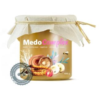 MycoMedica, MedoCOMPLEX - Medicinálne huby a acerola v mede, 400g (Reishi, cordyceps, agaricus, shiitake a acerola v mede)