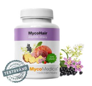 MycoMedica, MycoHAIR, rast a kvalita vlasov, 90 kapsúl (Kombinácia reishi, polyporus a čínskych byliniek)