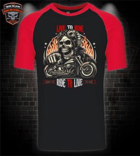 Baseball mototričko Live to Ride - skull