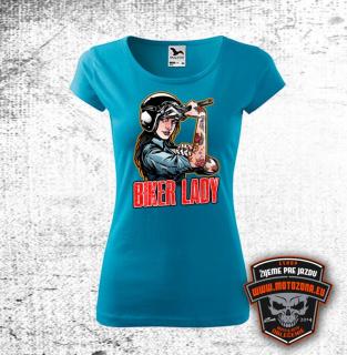Dámske moto tričko Biker Lady (Tričko pre motorkárku s potlačou)