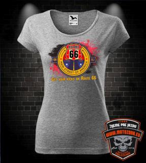Dámske tričko Route 66 (Originálne tričko pre motorkárku či autíčkarku)