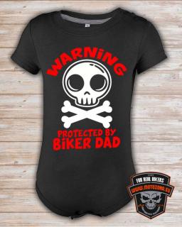 Detské body Protected by Biker Dad (Detské body pre budúcich motorkárov)