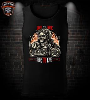 Motorkárske tielko Live to Ride - skull