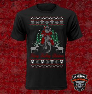 Motorkárske tričko Merry Fucking Christmas (Tričko pre motorkára )