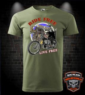 Motorkárske tričko Ride Free - Live Free