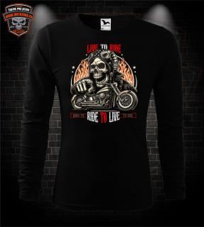 Mototričko s dlhým rukávom Live to Ride - skull