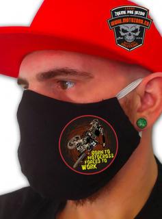 Rúško na tvár Born to Motocross (Ochranné rúško na tvár s auto / moto potlačou)