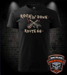 Tričko Rockin Down Route 66 (Originálne tričko pre motorkára či autíčkara)