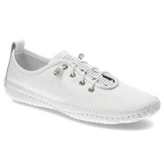 Bílé baleríny barefoot Klop K032654 (V obuvi typu barefoot je dostatek místa pro prsty)