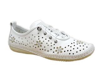 Bílé baleríny Klop K161651 (Dámské jarní boty celokožené)