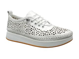 Dámské bílé boty Klop K128B (Dámské jarní a letní kožené boty z lícové kůže)