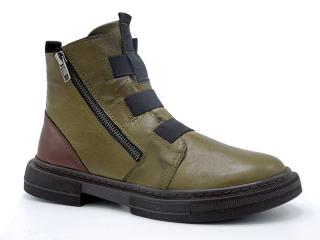 Dámské zimní boty Karyoka K3383 (zelené zimní kotníkové boty z pravé kůže)