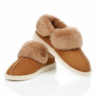 Papuče z ovčích kožešin B3 camel (Nejteplejší papuče z pravé ovčí kůže)
