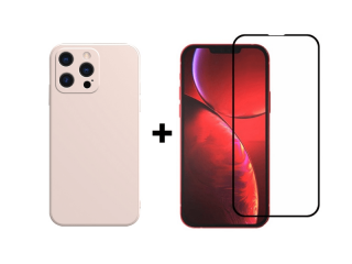 9D SKLO + KRYT 2v1 pre Apple iPhone 13 Pro - silikónové ružové