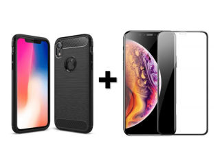 9D SKLO + KRYT 2v1 pre Apple iPhone XR Carbon čierne