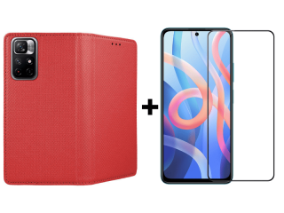 9D SKLO + KRYT 2v1 pre Xiaomi Redmi Note 11S 5G - Knižkové Magnet červené