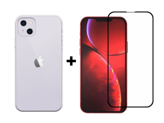 9D SKLO + PÚZDRO 2v1 pre Apple iPhone 13 Mini - silikónový priesvitný