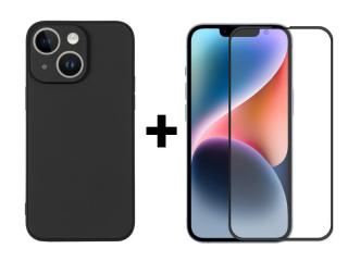 9D SKLO + PUZDRO 2v1 pre Apple iPhone 14 - Silikónové čierne