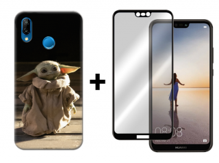 9D SKLO + PUZDRO 2v1 pre HUAWEI P20 Lite - Baby Yoda