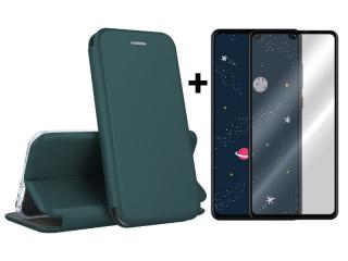 9D SKLO + PUZDRO 2v1 pre HUAWEI P30 Lite - Knižkové Diva zelené