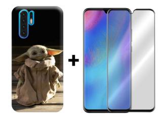 9D SKLO + PUZDRO 2v1 pre HUAWEI P30 Pro - Baby Yoda