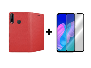 9D SKLO + PÚZDRO 2v1 pre HUAWEI P40 Lite E Knižkové červené