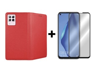 9D SKLO + PÚZDRO 2v1 pre HUAWEI P40 Lite Knižkové červené