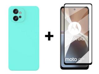 9D SKLO + PUZDRO 2v1 pre Motorola Moto G32 - Silikónové mentolové