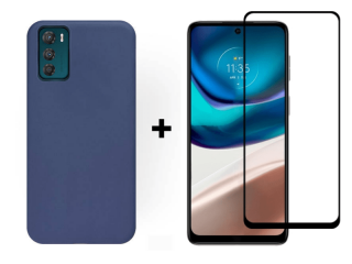 9D SKLO + PUZDRO 2v1 pre Motorola Moto G42 - Silikónové modré