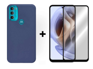 9D SKLO + PUZDRO 2v1 pre Motorola Moto G71 5G - Silikónové modré